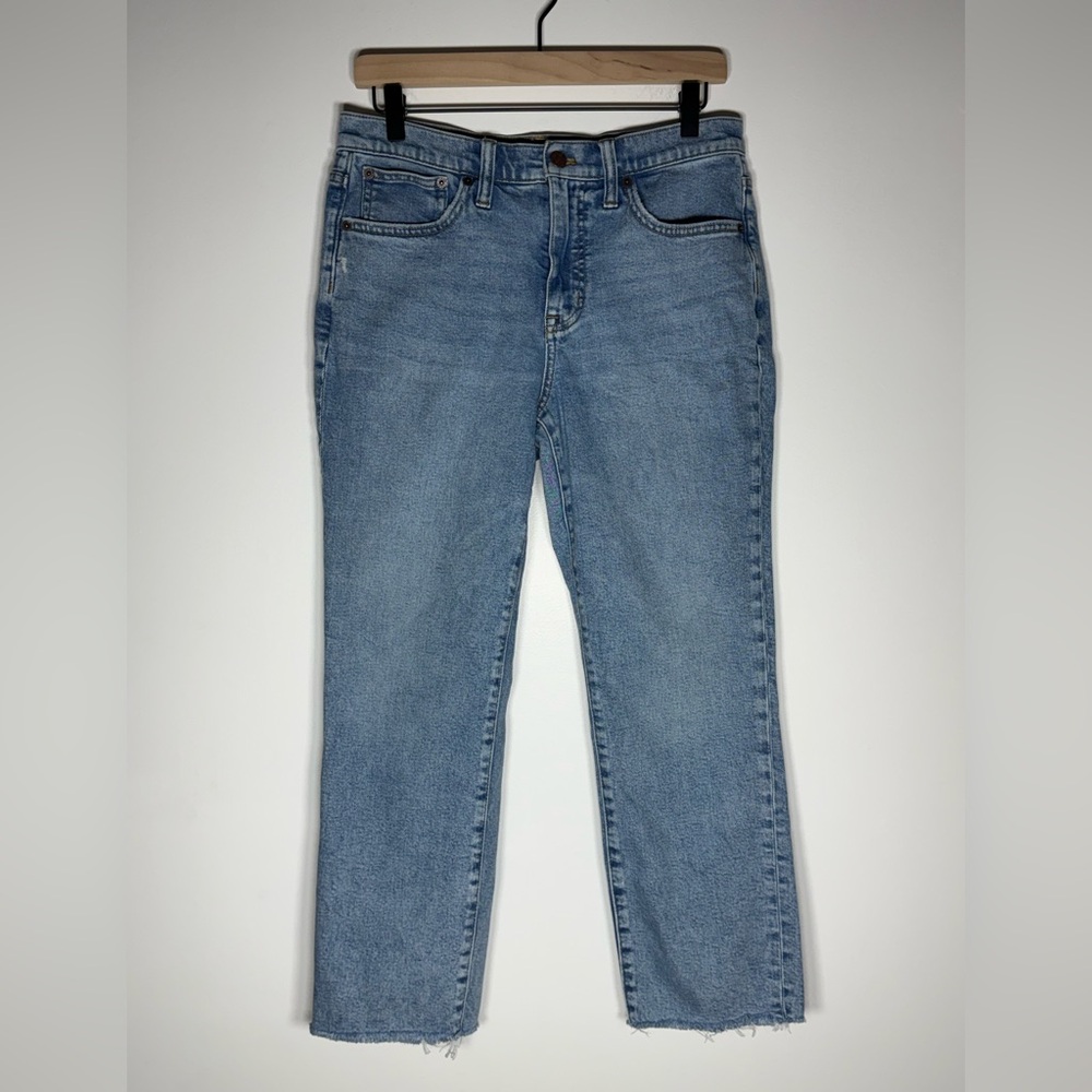 J. Crew Light Blue Essential Straight‎ Leg Jeans Raw Hem